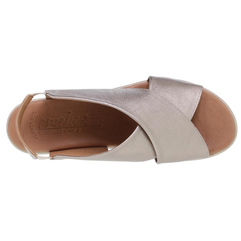 3040288AC - Sandalia Cuña Mujer Platino