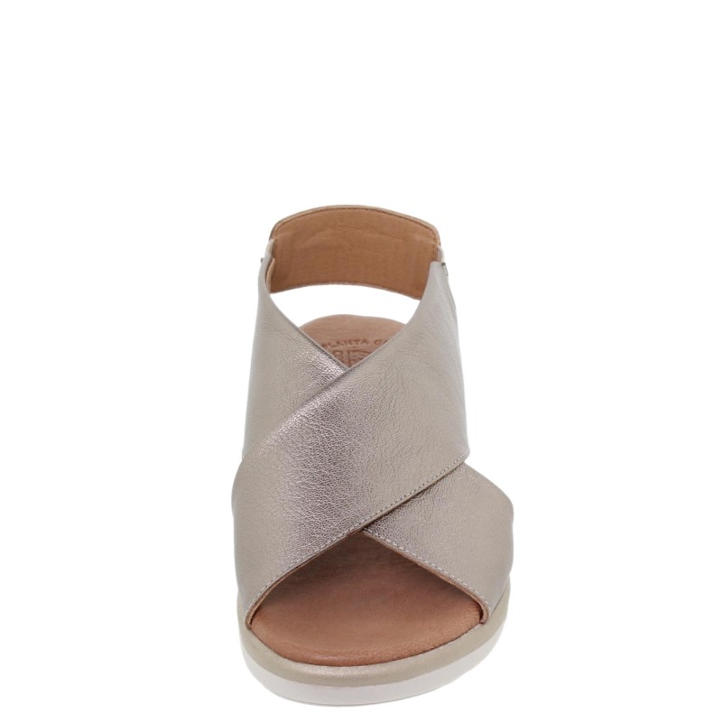 3040288AC - Sandalia Cuña Mujer Platino