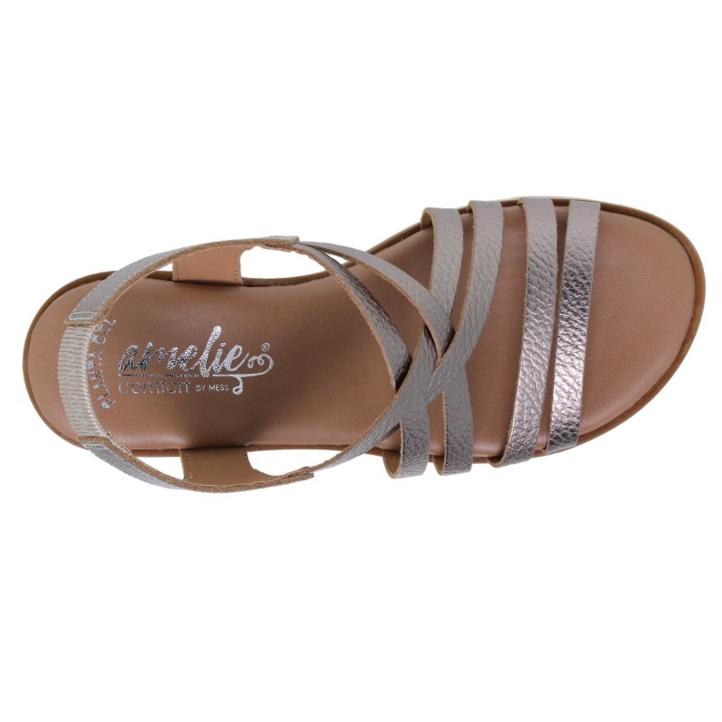 947041AC - Sandalia Cuña Mujer Platino