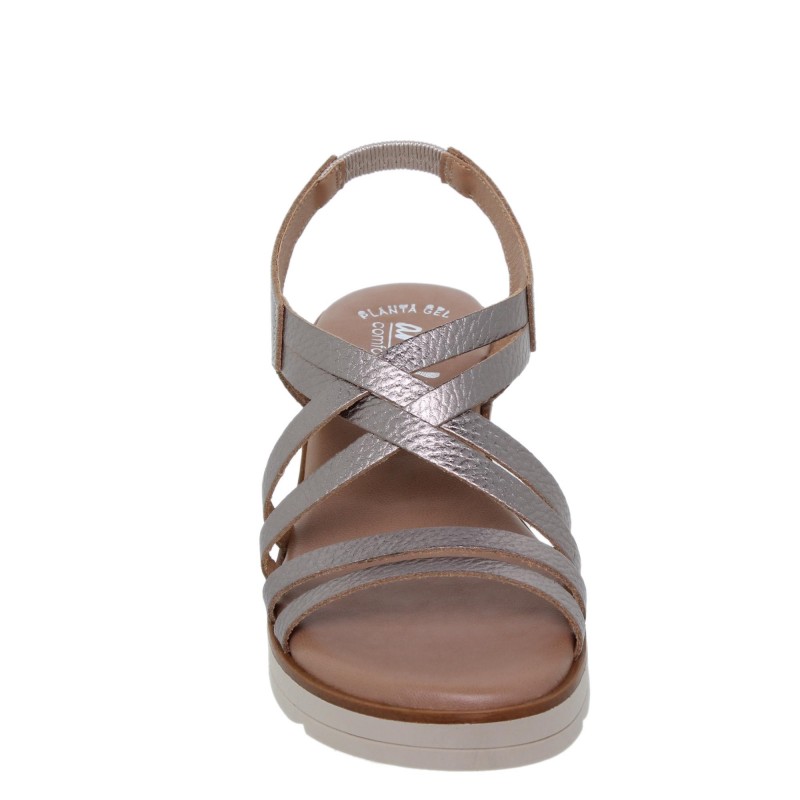 947041AC - Sandalia Cuña Mujer Platino
