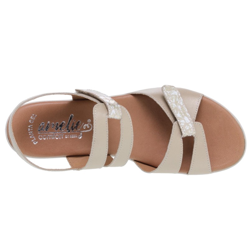998023AC - Sandalia Cuña Mujer Beig