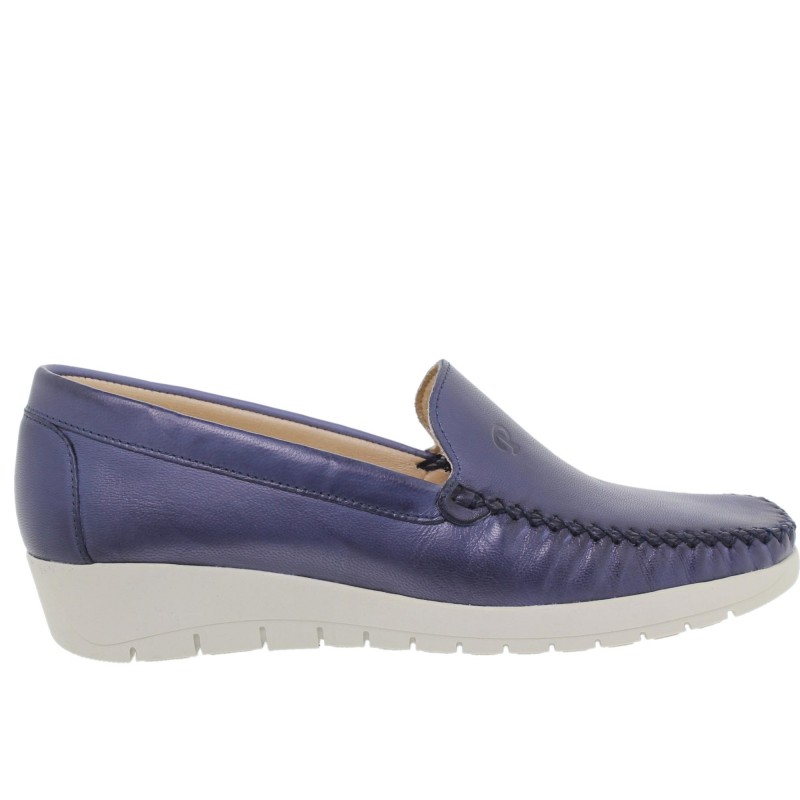 1709CA - Zapato Cuña Piel Marino