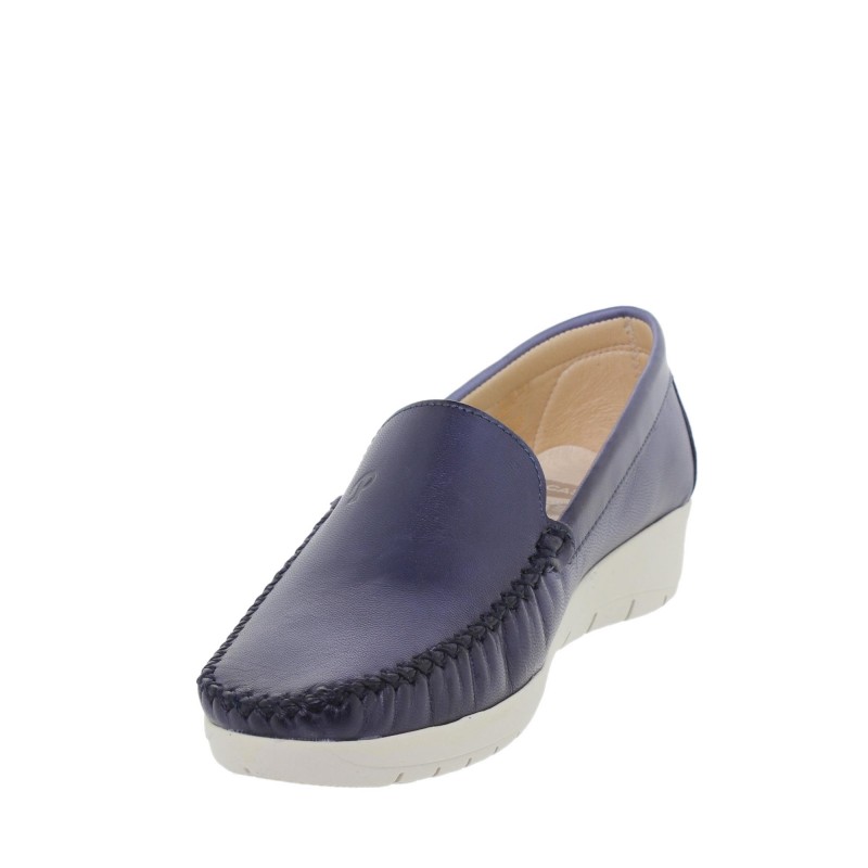 1709CA - Zapato Cuña Piel Marino