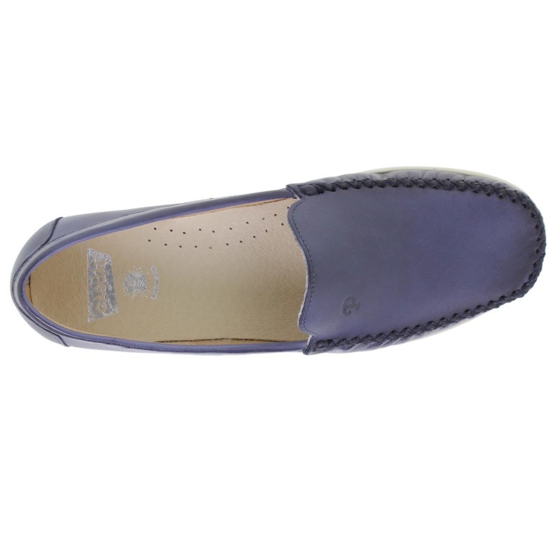 1709CA - Zapato Cuña Piel Marino