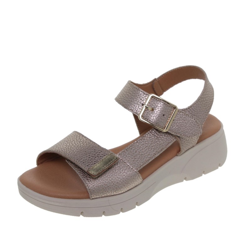 4210105AC - Sandalia Cuña Mujer Piel Platino