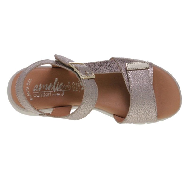 4210105AC - Sandalia Cuña Mujer Piel Platino