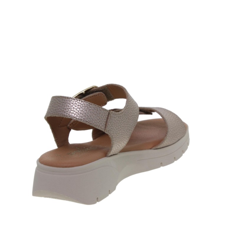 4210105AC - Sandalia Cuña Mujer Piel Platino