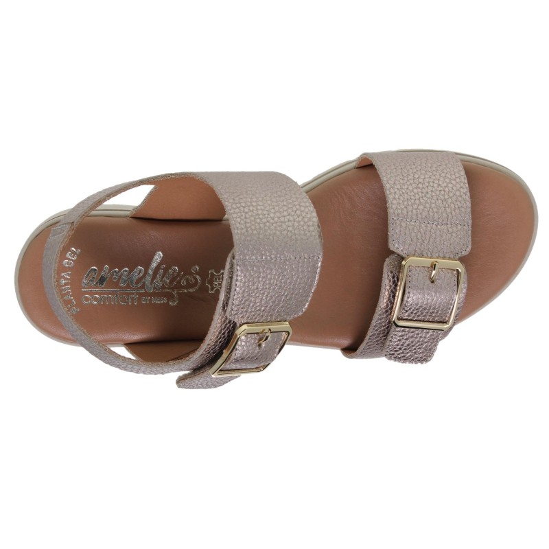 5810103AC - Sandalia Cuña Mujer Piel Platino