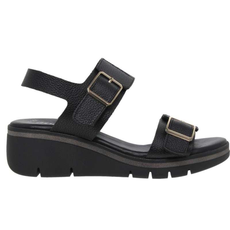 5810103AC - Sandalia Cuña Mujer Piel Negro