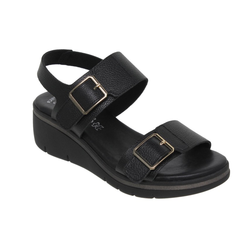 5810103AC - Sandalia Cuña Mujer Piel Negro