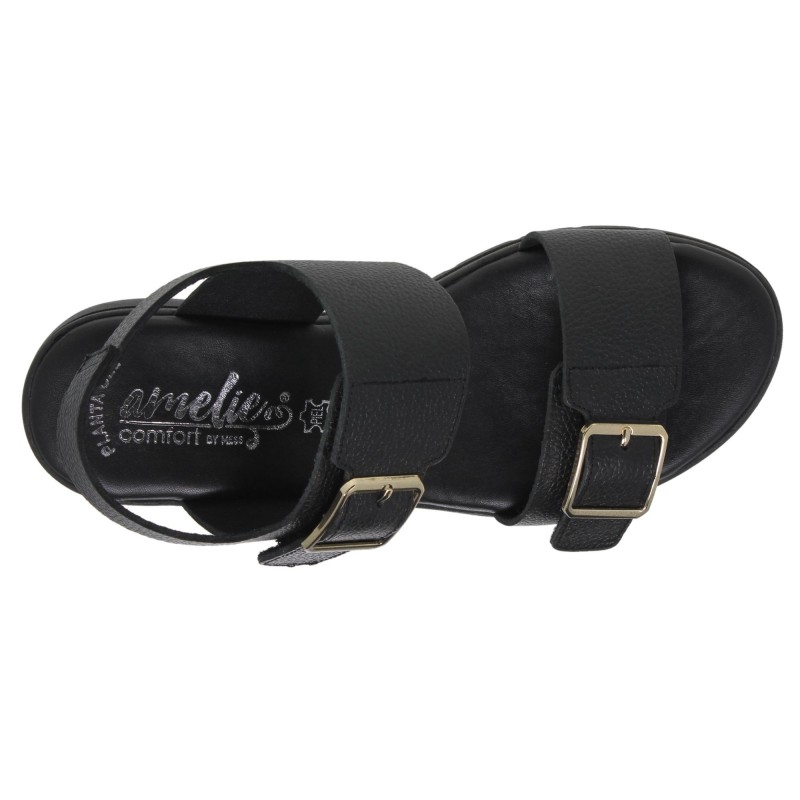 5810103AC - Sandalia Cuña Mujer Piel Negro