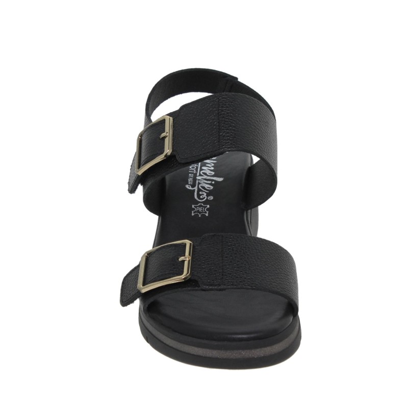 5810103AC - Sandalia Cuña Mujer Piel Negro