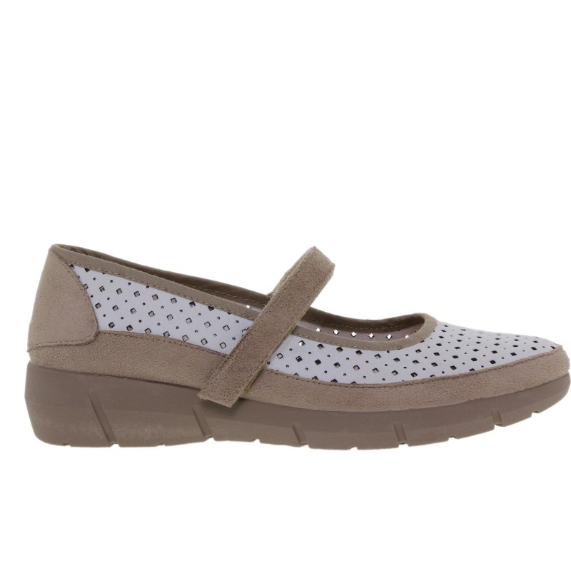 8010260CU - Sandalia Cuña Mujer Piel Blanco