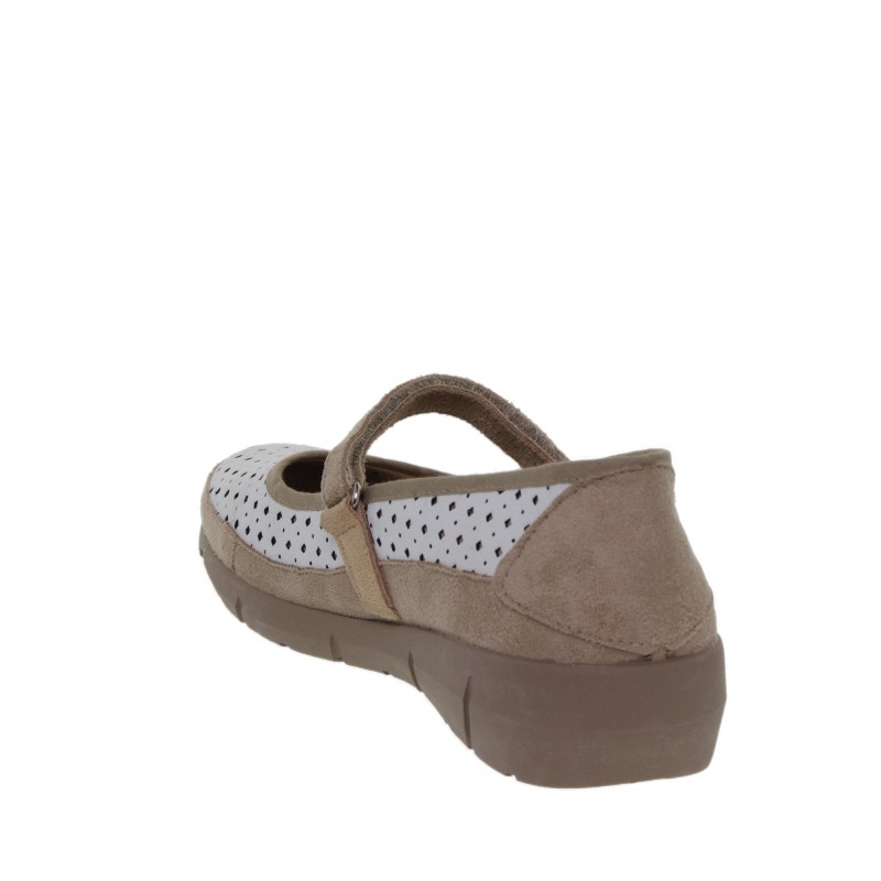 8010260CU - Sandalia Cuña Mujer Piel Blanco