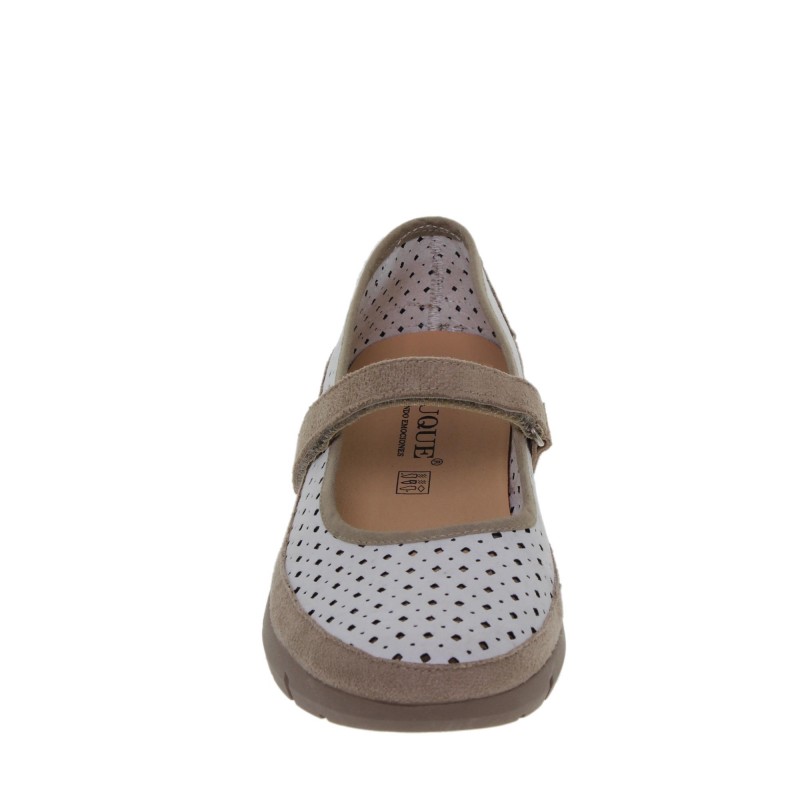 8010260CU - Sandalia Cuña Mujer Piel Blanco