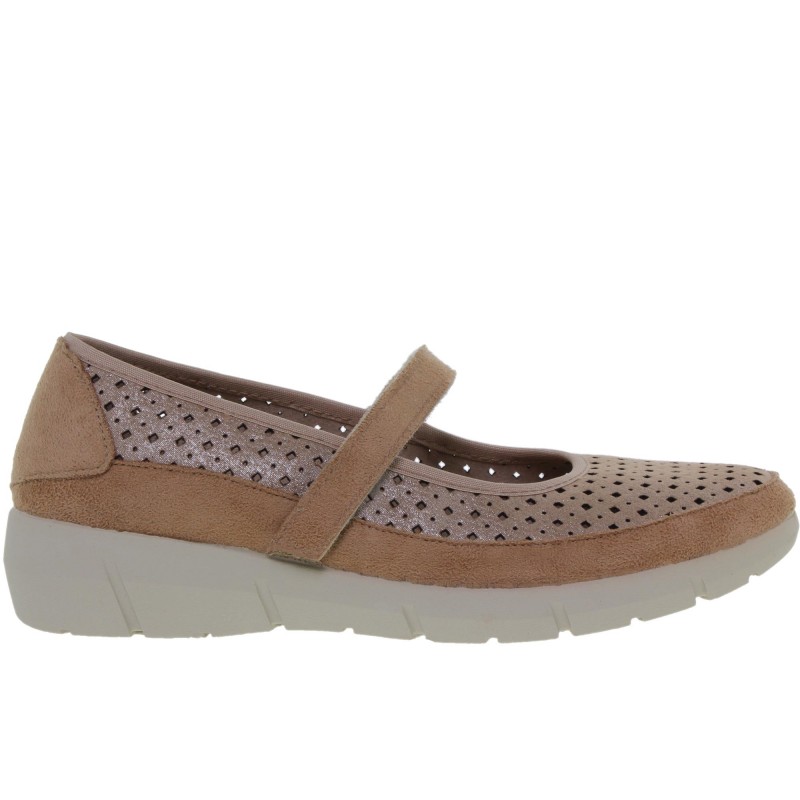 8010260CU - Sandalia Cuña Mujer Piel Taupe