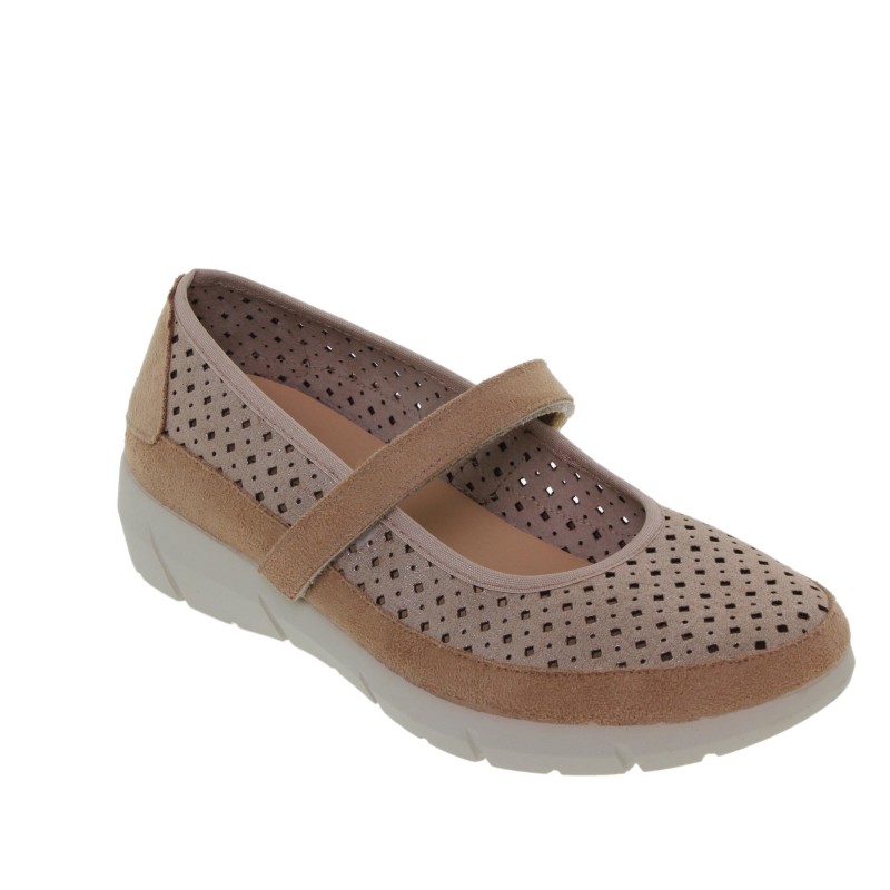 8010260CU - Sandalia Cuña Mujer Piel Taupe