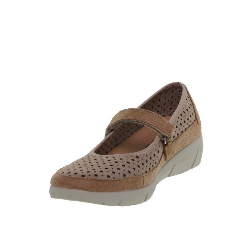 8010260CU - Sandalia Cuña Mujer Piel Taupe