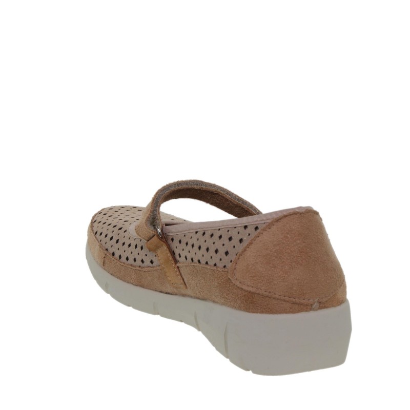 8010260CU - Sandalia Cuña Mujer Piel Taupe
