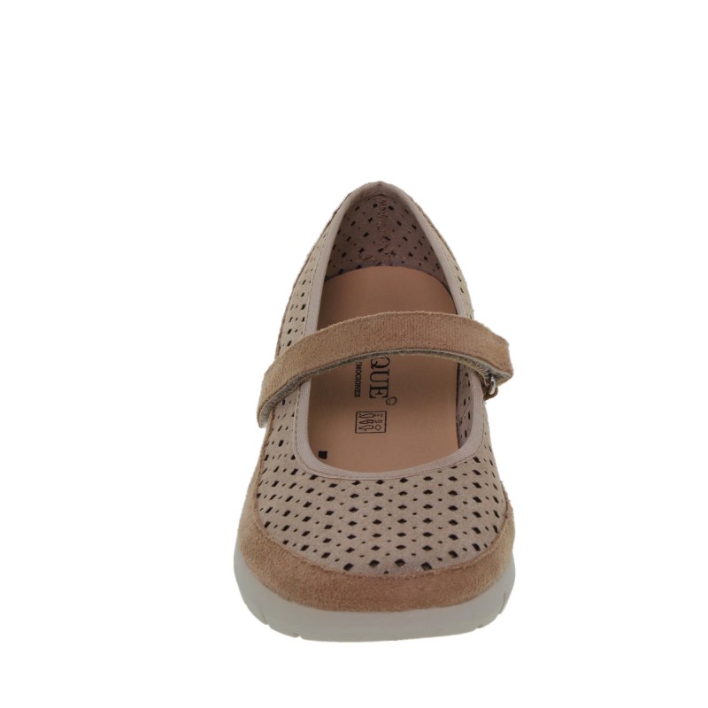 8010260CU - Sandalia Cuña Mujer Piel Taupe