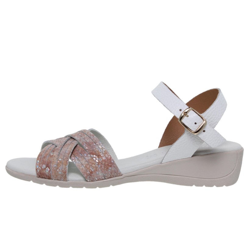 2970100AC - Sandalia Cuña Mujer Piel Blanco