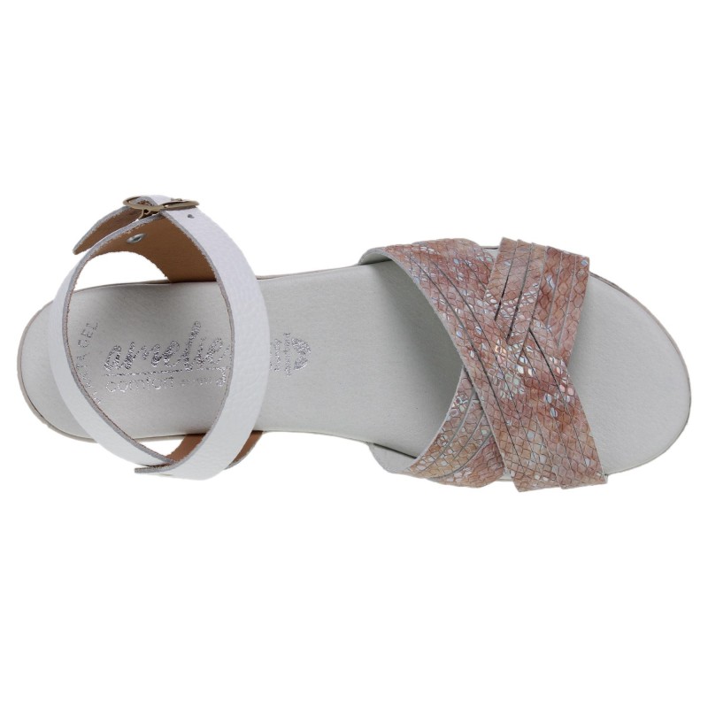 2970100AC - Sandalia Cuña Mujer Piel Blanco