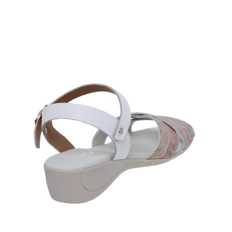 2970100AC - Sandalia Cuña Mujer Piel Blanco