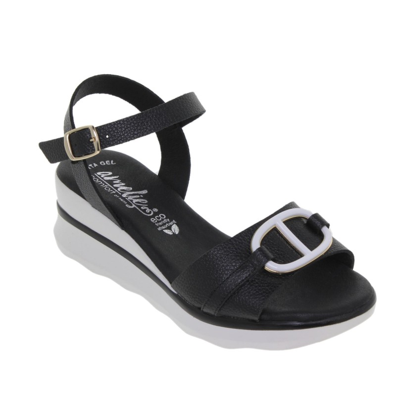 8970104AC - Sandalia Cuña Mujer Piel Negro