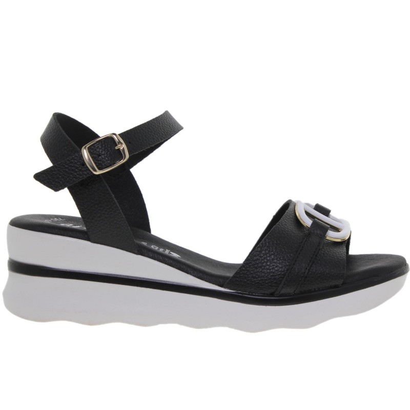 8970104AC - Sandalia Cuña Mujer Piel Negro