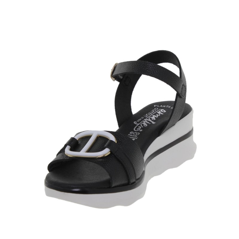 8970104AC - Sandalia Cuña Mujer Piel Negro