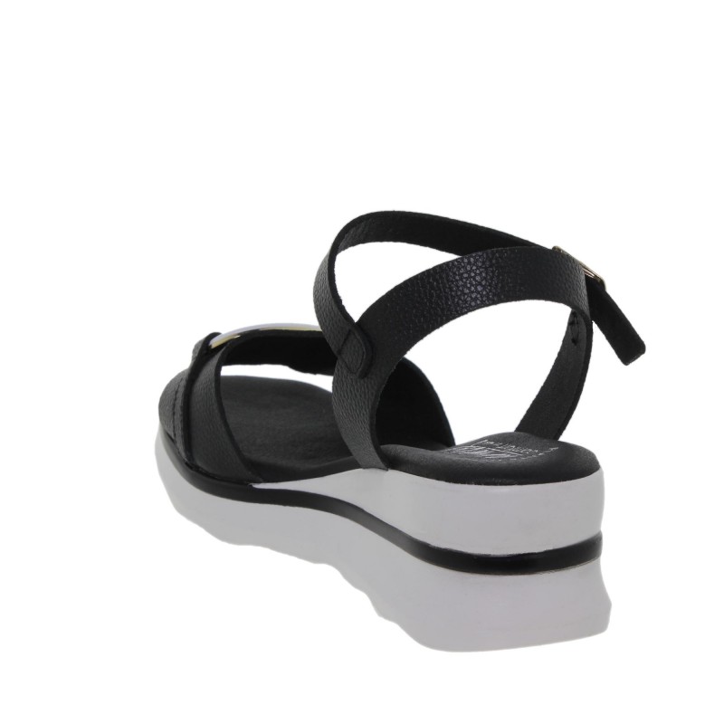 8970104AC - Sandalia Cuña Mujer Piel Negro