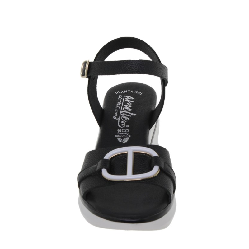 8970104AC - Sandalia Cuña Mujer Piel Negro
