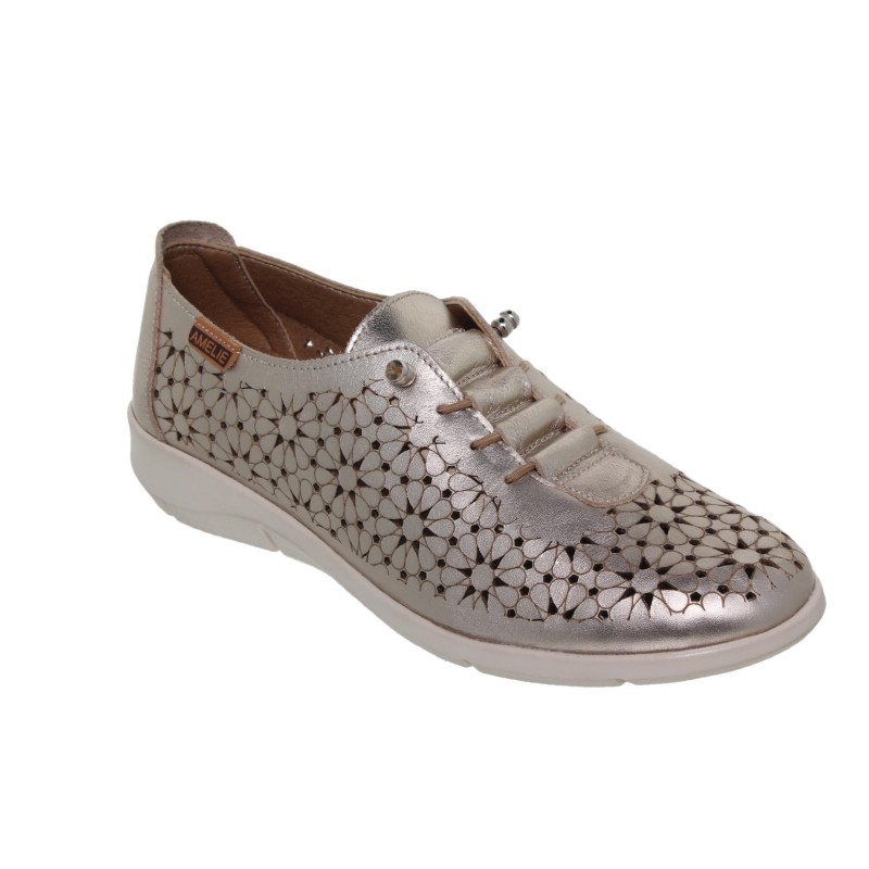 81701444AC - Zapato Deportivo Calado Mujer Piel Platino