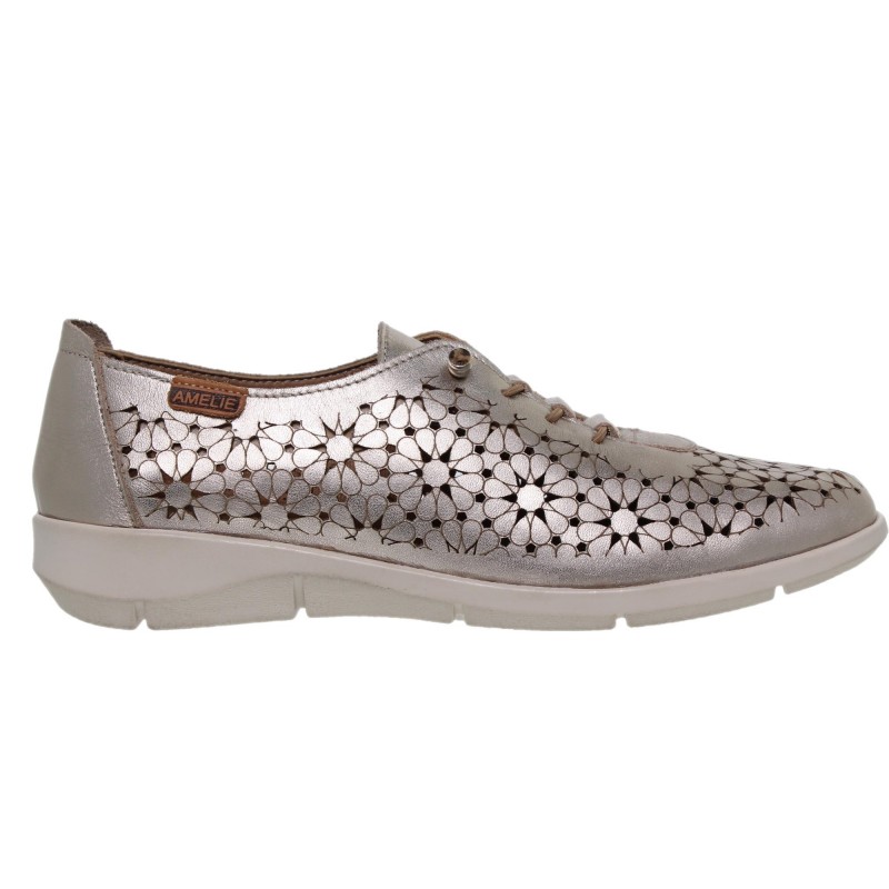 81701444AC - Zapato Deportivo Calado Mujer Piel Platino