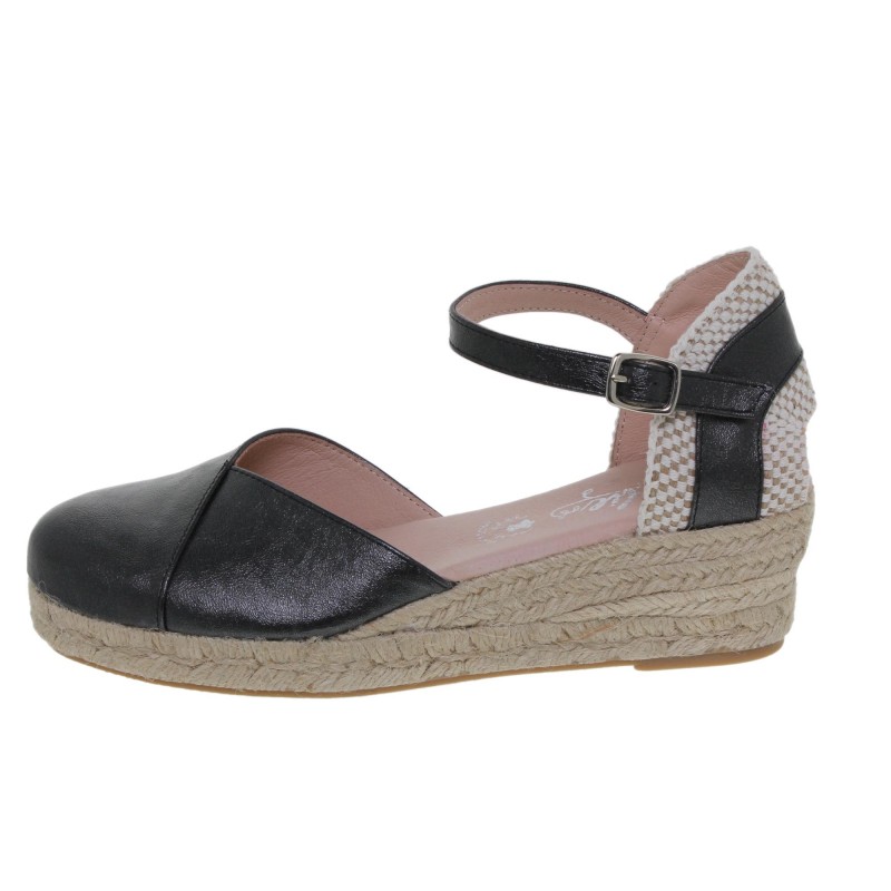 5170253AM - Sandalia Cuña Esparto Mujer Negro