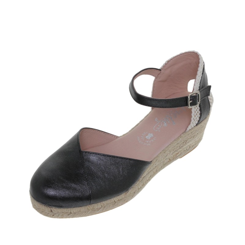5170253AM - Sandalia Cuña Esparto Mujer Negro