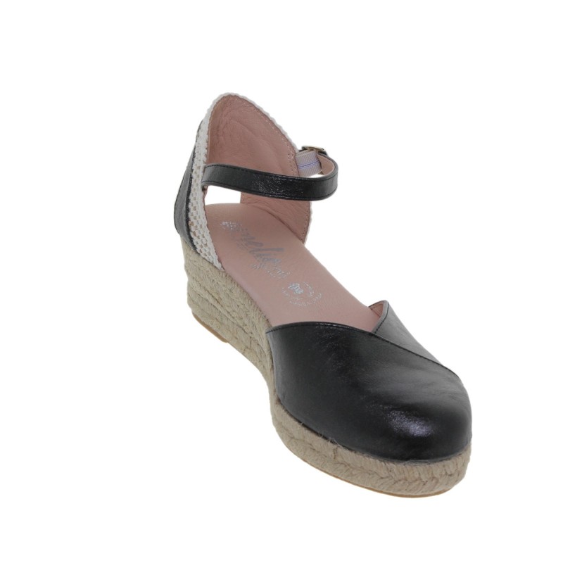 5170253AM - Sandalia Cuña Esparto Mujer Negro