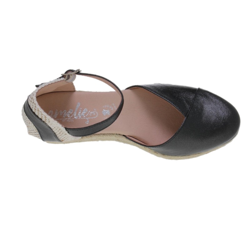 5170253AM - Sandalia Cuña Esparto Mujer Negro
