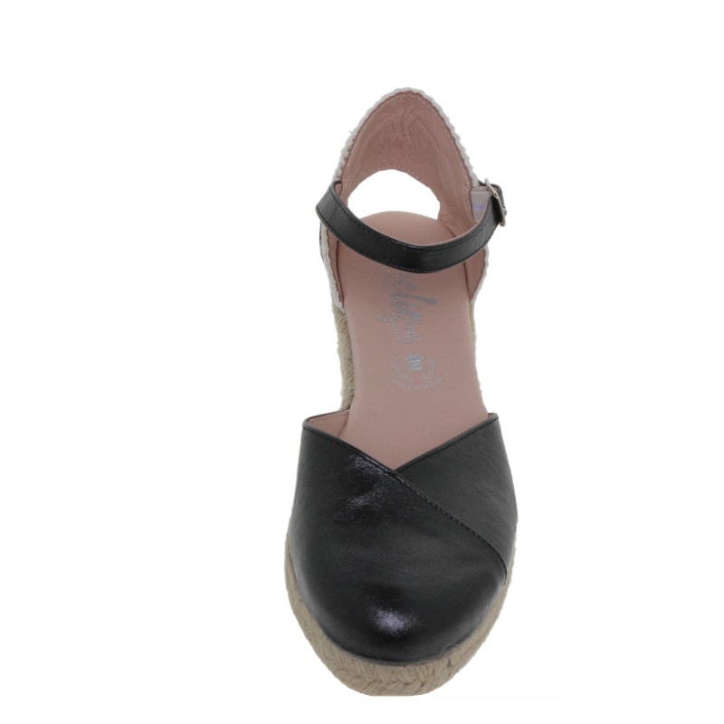 5170253AM - Sandalia Cuña Esparto Mujer Negro