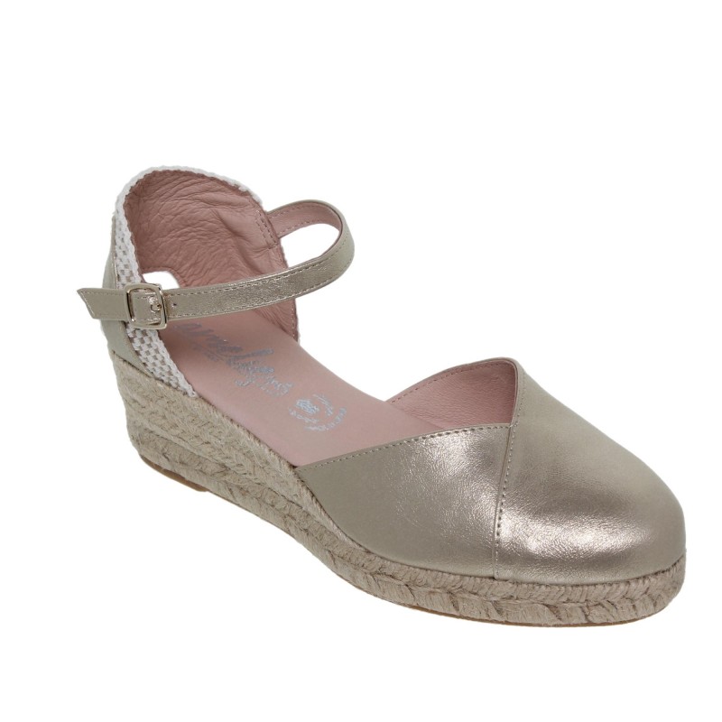 5170253AM - Sandalia Cuña Esparto Mujer Platino