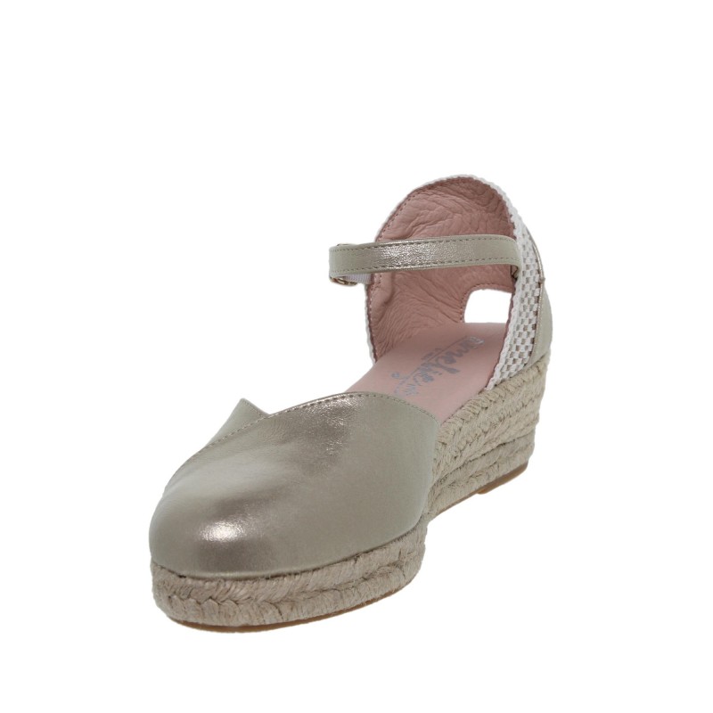 5170253AM - Sandalia Cuña Esparto Mujer Platino