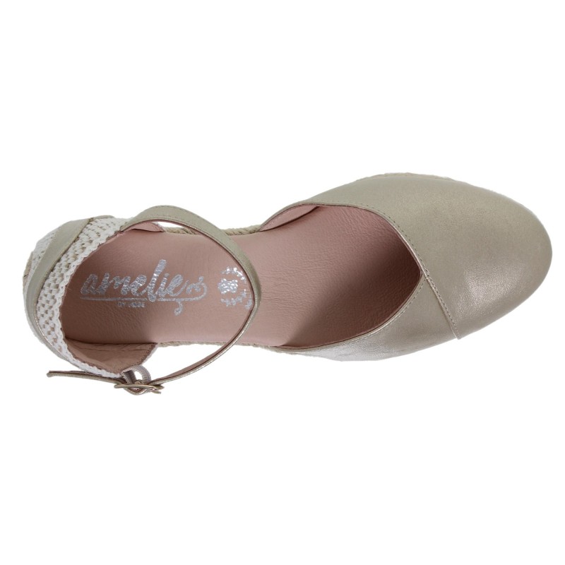 5170253AM - Sandalia Cuña Esparto Mujer Platino