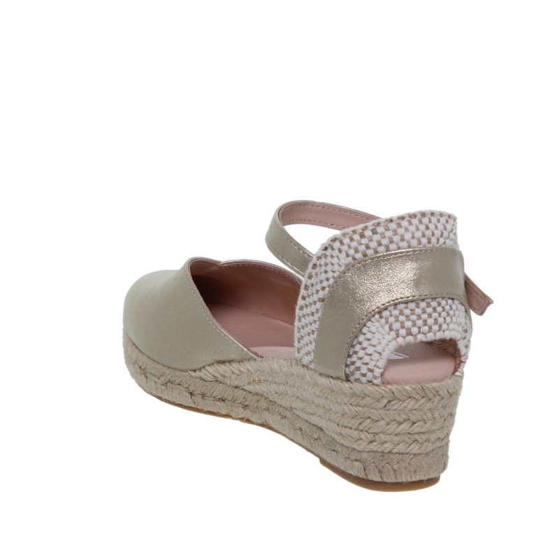5170253AM - Sandalia Cuña Esparto Mujer Platino