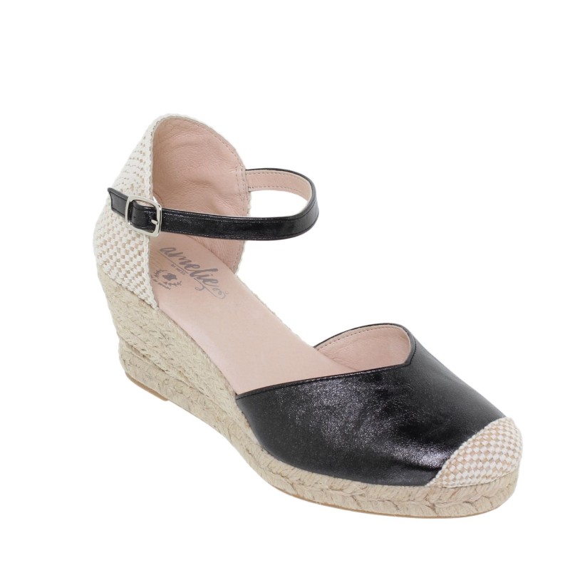 9070295AE - Sandalia Cuña Mujer Negro