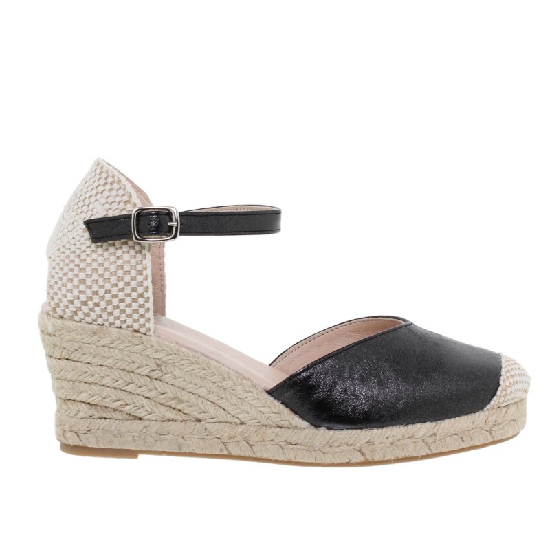 9070295AE - Sandalia Cuña Mujer Negro