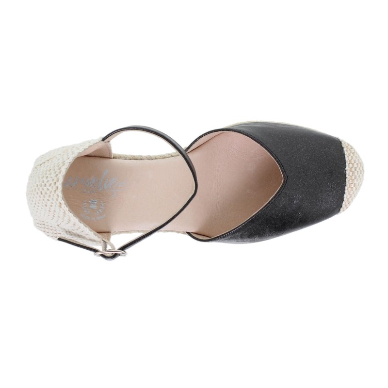 9070295AE - Sandalia Cuña Mujer Negro