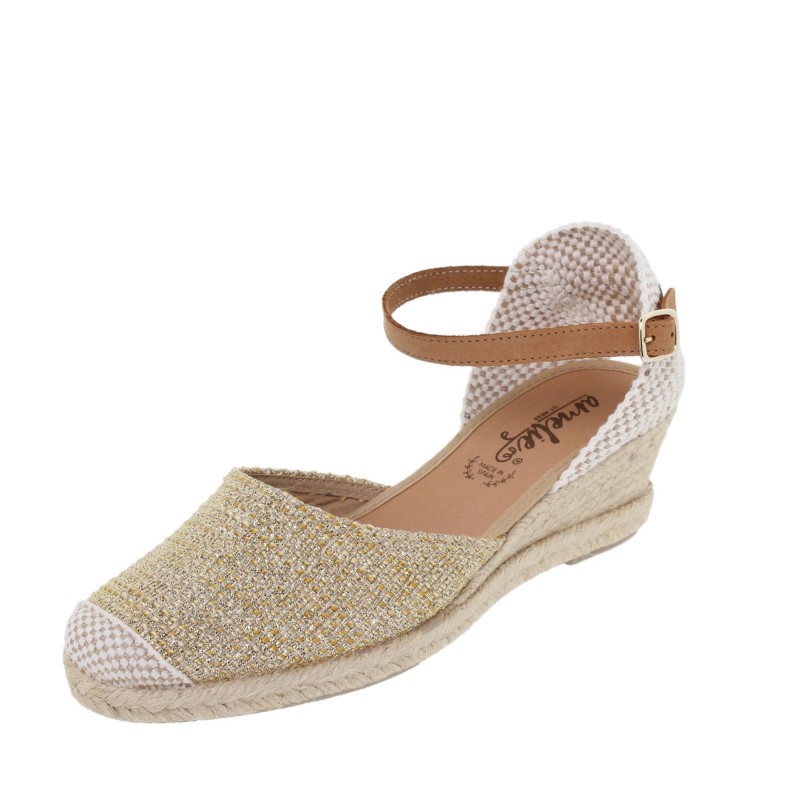 52207033AE - Sandalia Cuña Mujer Oro