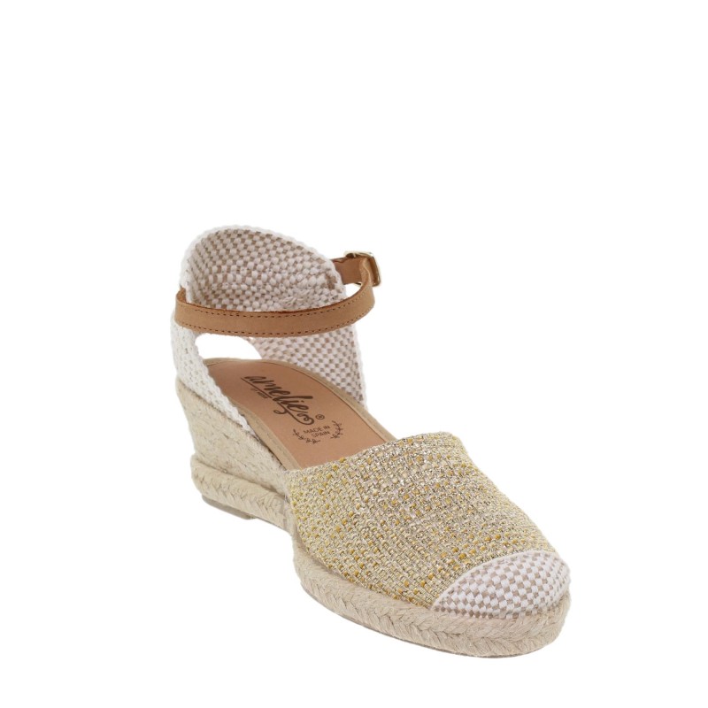 52207033AE - Sandalia Cuña Mujer Oro
