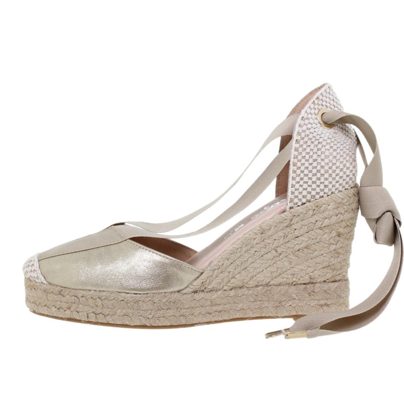 936033-7AE - Sandalia Cuña Mujer Platino