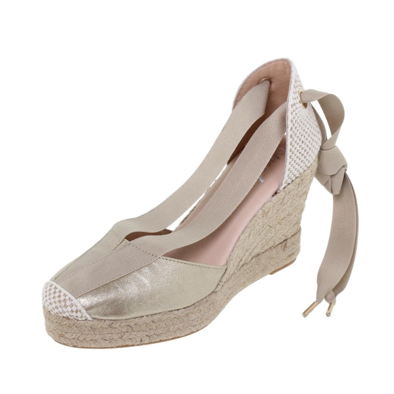936033-7AE - Sandalia Cuña Mujer Platino